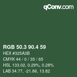 カラーコード: RGB 50.3 90.4 59 | qconv.com