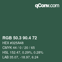 カラーコード: RGB 50.3 90.4 72 | qconv.com