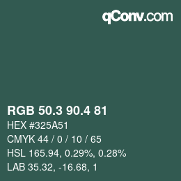 カラーコード: RGB 50.3 90.4 81 | qconv.com