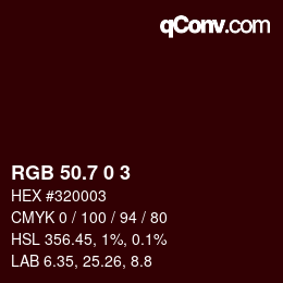 カラーコード: RGB 50.7 0 3 | qconv.com