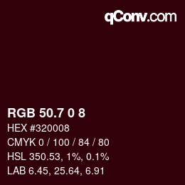 カラーコード: RGB 50.7 0 8 | qconv.com