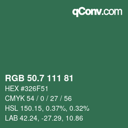カラーコード: RGB 50.7 111 81 | qconv.com