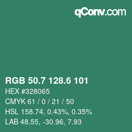 カラーコード: RGB 50.7 128.6 101 | qconv.com
