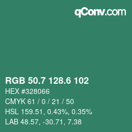 カラーコード: RGB 50.7 128.6 102 | qconv.com