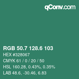 カラーコード: RGB 50.7 128.6 103 | qconv.com