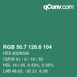 カラーコード: RGB 50.7 128.6 104 | qconv.com