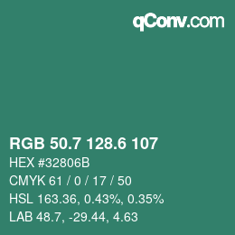 カラーコード: RGB 50.7 128.6 107 | qconv.com
