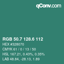 カラーコード: RGB 50.7 128.6 112 | qconv.com