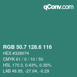 カラーコード: RGB 50.7 128.6 116 | qconv.com