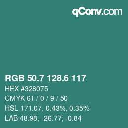 カラーコード: RGB 50.7 128.6 117 | qconv.com