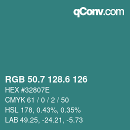 カラーコード: RGB 50.7 128.6 126 | qconv.com