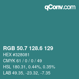 カラーコード: RGB 50.7 128.6 129 | qconv.com