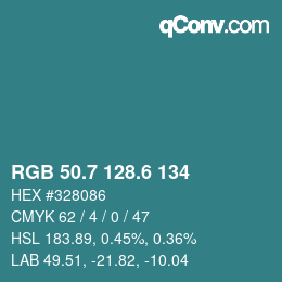 カラーコード: RGB 50.7 128.6 134 | qconv.com