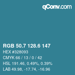 カラーコード: RGB 50.7 128.6 147 | qconv.com