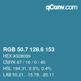 カラーコード: RGB 50.7 128.6 153 | qconv.com