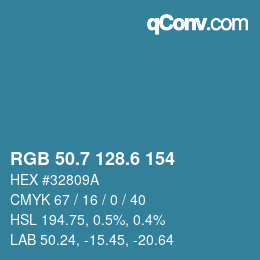 カラーコード: RGB 50.7 128.6 154 | qconv.com