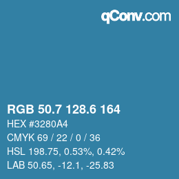 カラーコード: RGB 50.7 128.6 164 | qconv.com