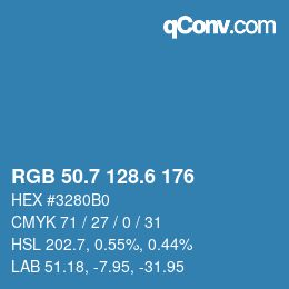 カラーコード: RGB 50.7 128.6 176 | qconv.com