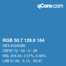 カラーコード: RGB 50.7 128.6 184 | qconv.com