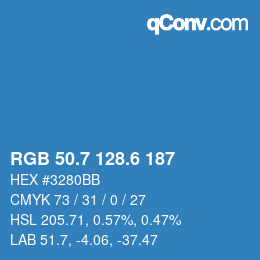 カラーコード: RGB 50.7 128.6 187 | qconv.com