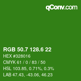 カラーコード: RGB 50.7 128.6 22 | qconv.com