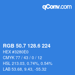 カラーコード: RGB 50.7 128.6 224 | qconv.com