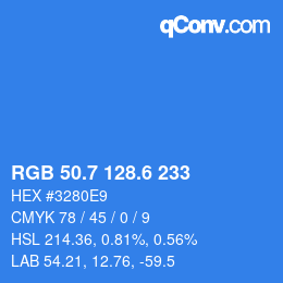 カラーコード: RGB 50.7 128.6 233 | qconv.com