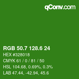カラーコード: RGB 50.7 128.6 24 | qconv.com