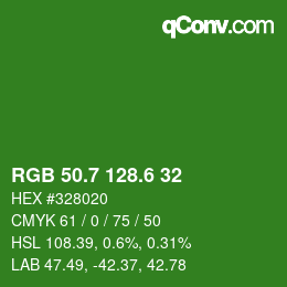 カラーコード: RGB 50.7 128.6 32 | qconv.com