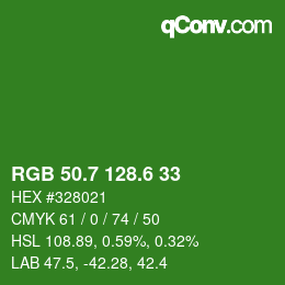 カラーコード: RGB 50.7 128.6 33 | qconv.com