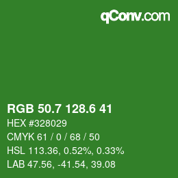 カラーコード: RGB 50.7 128.6 41 | qconv.com