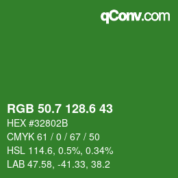 カラーコード: RGB 50.7 128.6 43 | qconv.com