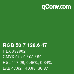 カラーコード: RGB 50.7 128.6 47 | qconv.com