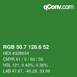 カラーコード: RGB 50.7 128.6 52 | qconv.com