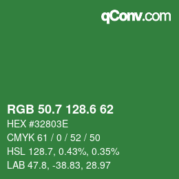 カラーコード: RGB 50.7 128.6 62 | qconv.com
