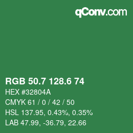 カラーコード: RGB 50.7 128.6 74 | qconv.com