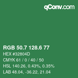 カラーコード: RGB 50.7 128.6 77 | qconv.com