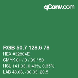 カラーコード: RGB 50.7 128.6 78 | qconv.com