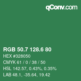 カラーコード: RGB 50.7 128.6 80 | qconv.com