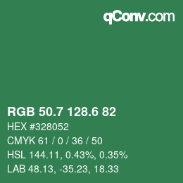 カラーコード: RGB 50.7 128.6 82 | qconv.com
