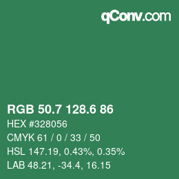 カラーコード: RGB 50.7 128.6 86 | qconv.com