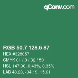 カラーコード: RGB 50.7 128.6 87 | qconv.com