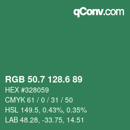 カラーコード: RGB 50.7 128.6 89 | qconv.com