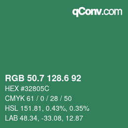 カラーコード: RGB 50.7 128.6 92 | qconv.com