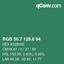 カラーコード: RGB 50.7 128.6 94 | qconv.com