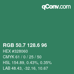 カラーコード: RGB 50.7 128.6 96 | qconv.com