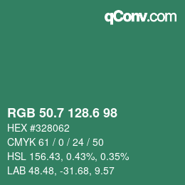 カラーコード: RGB 50.7 128.6 98 | qconv.com