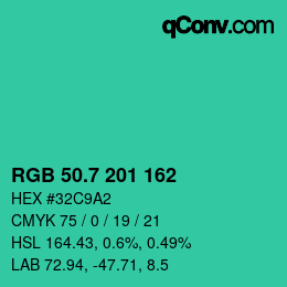 カラーコード: RGB 50.7 201 162 | qconv.com