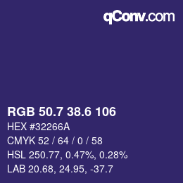 カラーコード: RGB 50.7 38.6 106 | qconv.com