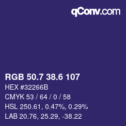 カラーコード: RGB 50.7 38.6 107 | qconv.com